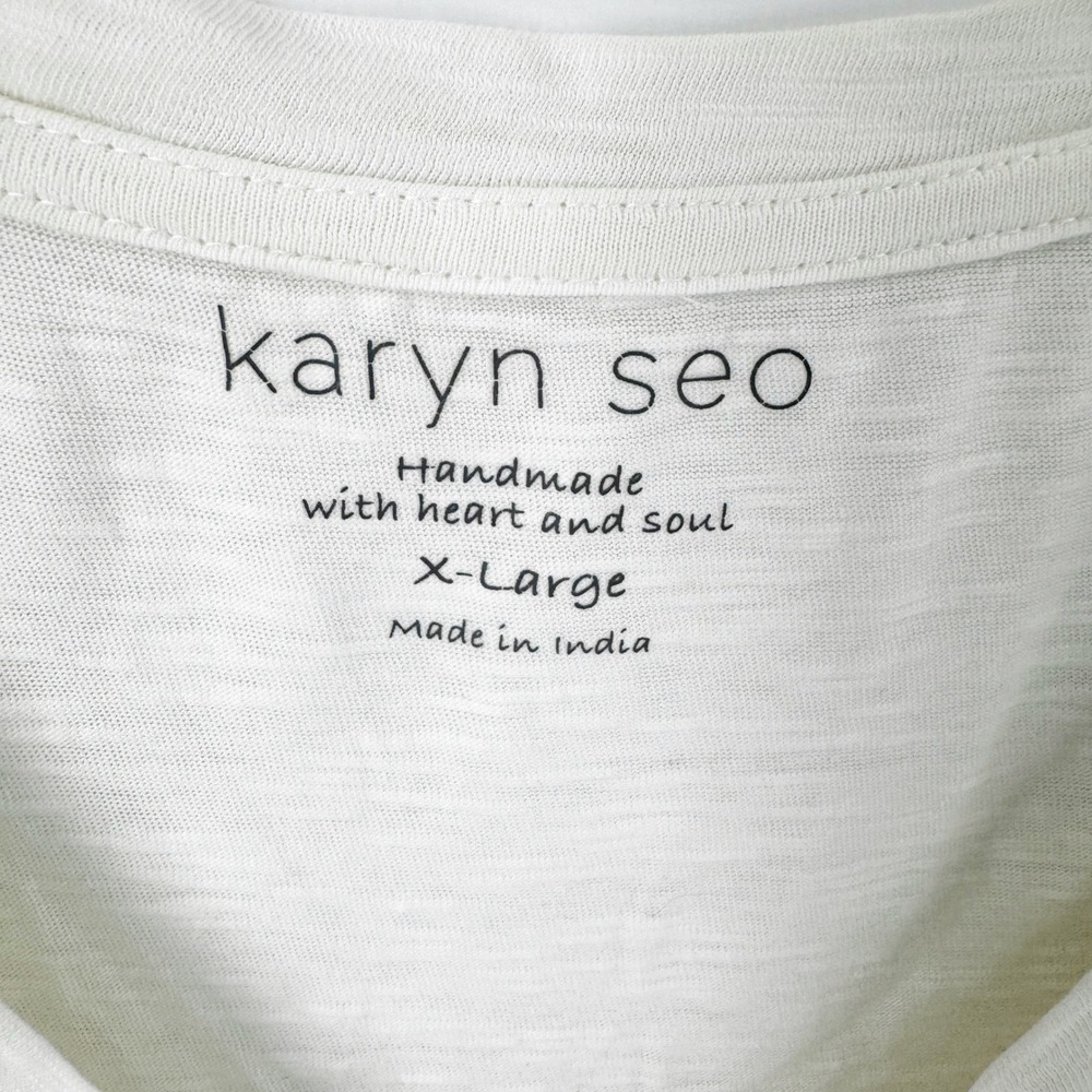 Karyn‎ Seo Womens XL White Cotton Slub Embroidered V-Neck Sleeveless Tank Top - Picture 4 of 7